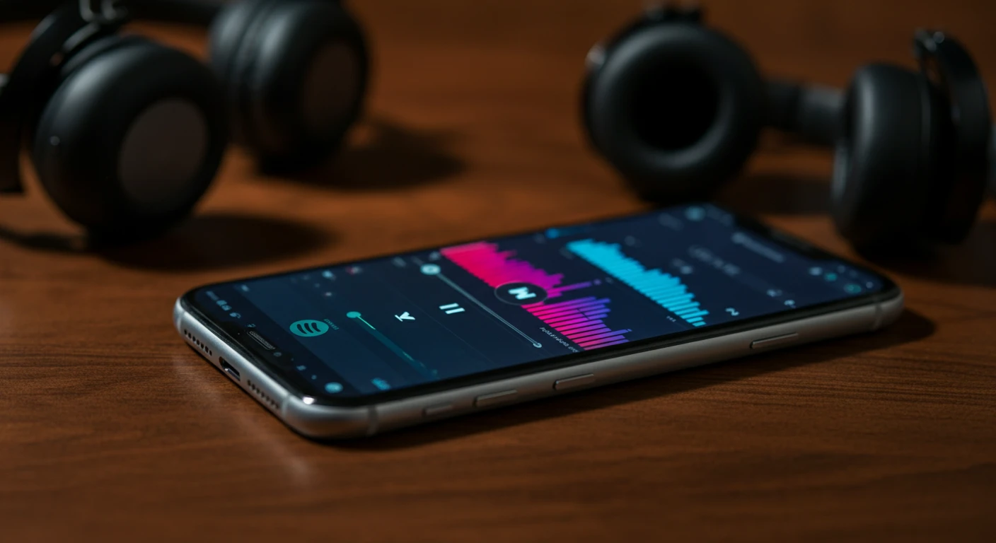 Spotify-app op een telefoon naast Hitster-kaarten tijdens een muziekquiz